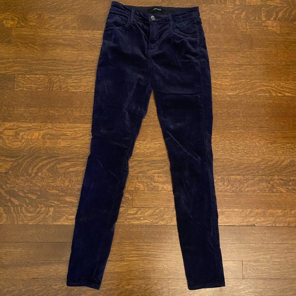 J Brand Navy Velvet skinny jeans